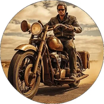 Jedlá dekorace na dort Jedlý papír starý motorkář 19,5cm