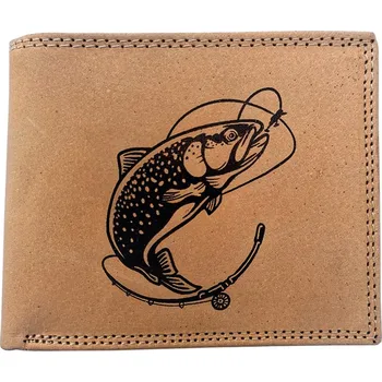 Peněženka MERCUCIO kožená peněženka sv. hnědá - Pstruh s prutem