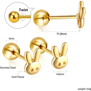 Náušnice Dívčí náušnice z nerezové oceli - králík-200003764,1 pár