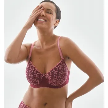 Podprsenka Zvětšující podprsenka z vyšívaného tylu Keokea, s kosticemi černý rybíz/růžová 75A