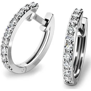 Náušnice Dámské náušnice žluté zlato 585/1000 kruhy se zirkony 10863-B-ZIR