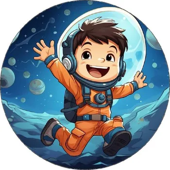 Jedlá dekorace na dort Jedlý papír malý austronaut ve vesmíru 19,5cm