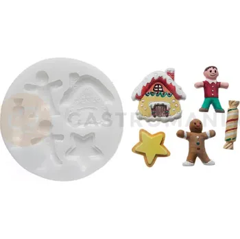 Kuchyňská sůl Silikonová forma na cukrovou hmotu ve tvaru Vánočních figurek - SLK214, 46x46 mm | SILIKOMART, SugarFlex