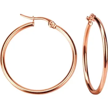 Náušnice Kruhové nerezové kruhové naušnice - Růžové zlato,55mm