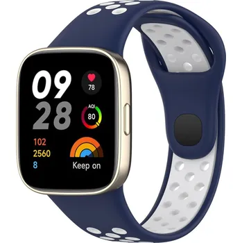 Příslušenství k chytrým hodinkám eses Silikonový dírkovaný řemínek pro Xiaomi Redmi Watch 3 Active - Modro bílý
