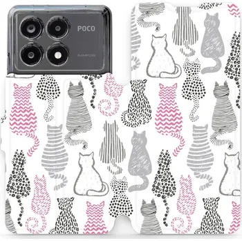 Pouzdro na mobilní telefon Flipové pouzdro Mobiwear - Xiaomi Poco X6 Pro 5G - MX01S Kočičí zádíčka (Knížkové flip pouzdro, obal, kryt na mobil Xiaomi Poco X6 Pro 5G - MX01S Kočičí zádíčka, materiál Umělá kůže + TPU - ochrana 360°, stojánek, silikonová vanička, magnetické zavírání)