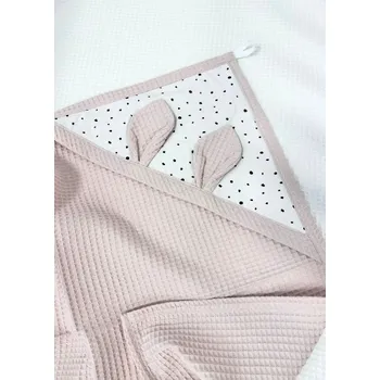 Vaflová osuška s oušky - pudrová s puntíkem
