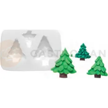 Kuchyňská sůl Silikonová forma na cukrovou hmotu ve tvaru 3 vánočních stromků - SLK136, max. 30x35 mm | SILIKOMART, SugarFlex