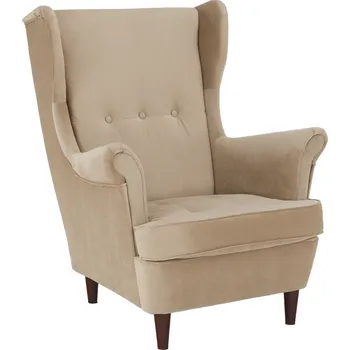 Obývací pokoj Tempo Kondela Křeslo ušák, béžovozlatá/ořech, RUFINO 3 NEW