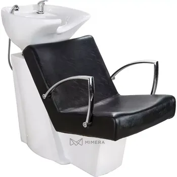 Kadeřnické křeslo Kadeřnický mycí box SOUL - bílé umyvadlo, matná černá