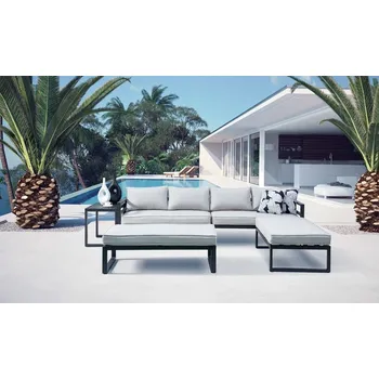 Zahradní sestava Moderní hliníková skládací zahradní souprava modulová, vč. polstrů, tmavě / světle šedá