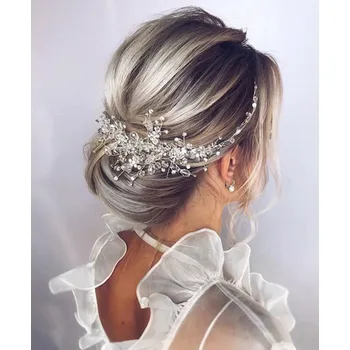 Souprava šperků B-TOP Hřeben do vlasů z kamínků a perel - stříbrná