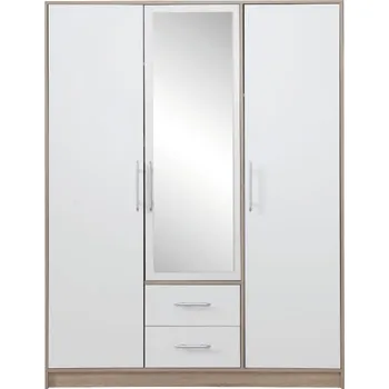 Šatní skříň MEBLAR Šatní skříň SIMONA 2 se zrcadlem dub sonoma / bílý lux - 150 / 190 / 56 cm
