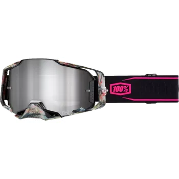 Motocyklové brýle Motokrosové brýle 100% ARMEGA SARCELLE se stříbrným zrcadlovým sklem