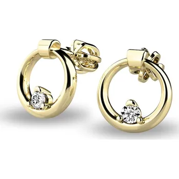 Náušnice Dámské náušnice žluté zlato 585/1000 kroužky se zirkony 140022-ZL-ZIR