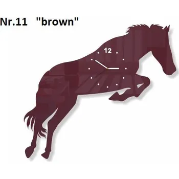 Hodiny Designové nástěnné hodiny ve tvaru koně Hnědá