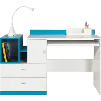 Psací stůl MEBLAR Psací stůl MOBI 11 Barva: bílý lux / tyrkys