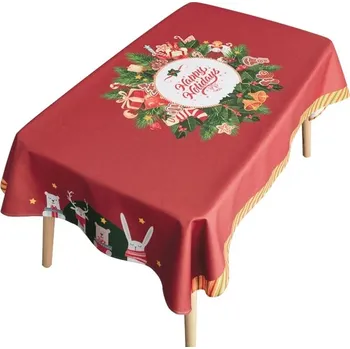 Vánoční dekorace Vánoční voděodolný ubrus na stůl - modrý,70 x 70 cm 27 x 27 palců