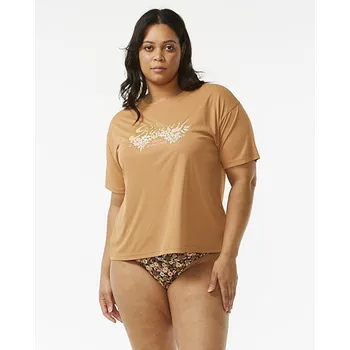 Pánské tričko Lykra Rip Curl SEA OF DREAMS RELAXED UPF S/S Light Brown velikost M