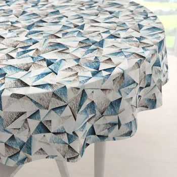 ubrus Velký dekorační kulatý ubrus Porto PRT-007 Modro-hnědé krystaly Ø 150 cm