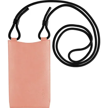 Pouzdro na mobilní telefon Crossbody taštička přes rameno s kapsičkou FIXED Verona s černou šňůrkou pro mobily do 7" - broskvová (Taštička přes rameno s kapsou FIXED Verona s černou šňůrkou pro mobilní telefony do 7", broskvová)