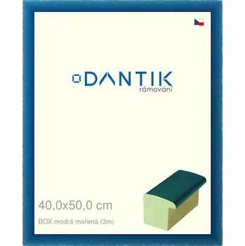 Rám na obraz DANTIK rámeček 40x50 | BOX modrá mořená (Sklo Čiré) (Vyrobeno s láskou u nás v DANTIKU)