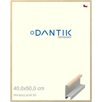 Rám na obraz DANTIK rámeček 40x50 | ALU profil 6035 Dýha dub raw (Plexi Čiré) (Vyrobeno s láskou u nás v DANTIKU)