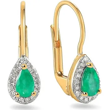 Náušnice Smaragdové náušnice 0,39 ct Alisson, žluté zlato IZBR100EMN + dárkové balení LUXUS zdarma