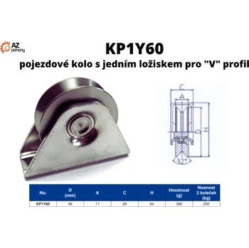 Pojezdové kolečko KP1Y60 - pojezdové kolo s jedním ložiskem pro "V" profil