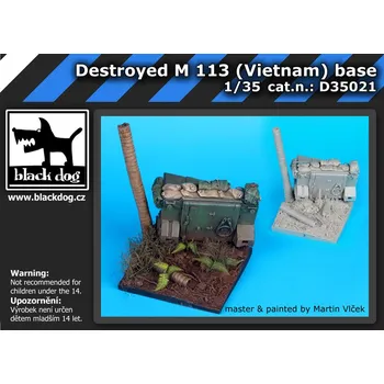 Plastikový model Blackdog 1/35 Destroyed M 113 Vietnam base