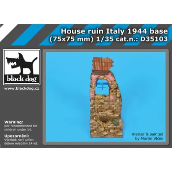 Plastikový model Blackdog 1/35 House ruin Italy 1944 base (75x75 mm)