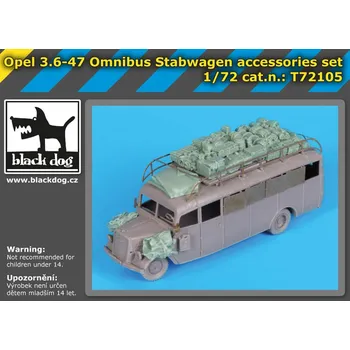 Plastikový model Blackdog 1/72 Opel 3.6-47 Omnibus Stabwagen acc.set (RODEN)