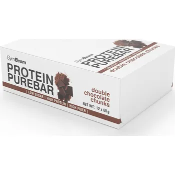 GymBeam Protein PureBar 12 x 60 g dvojnásobné kousky čokolády