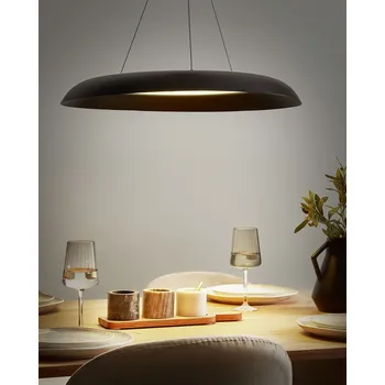 Závěsná lampa z černého kovu s integrovaným LED světlem kulatý tvar moderní glamour styl obývací pokoj jídelna Beliani