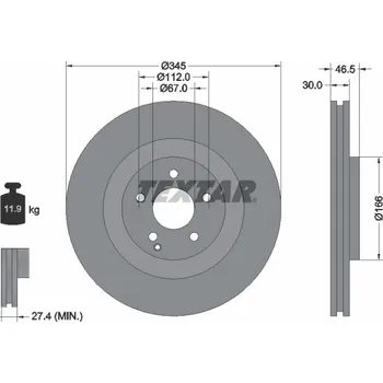 Brzdový kotouč Brzdový kotouč TEXTAR 92123603