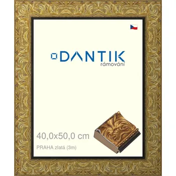 Rám na obraz DANTIK rámeček 40x50 | PRAHA zlatá (Sklo Čiré) (Vyrobeno s láskou u nás v DANTIKU)