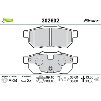 Brzdová destička Sada brzdových destiček, kotoučová brzda VALEO 302602