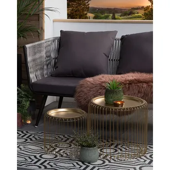 Koberec Venkovní koberec černobílý polypropylen 90 x 180 cm moderní žakárový tkaný obdélníkový Beliani