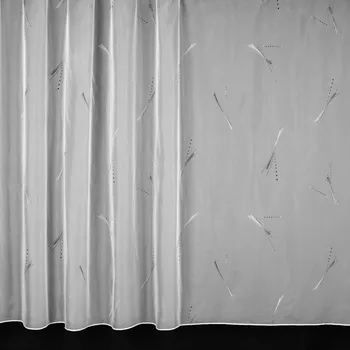 Voálová záclona V8898/05, šedý vzor na bílé, s olůvkem, výška 50cm ( v metráži)