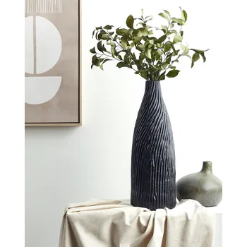 Váza Dekorativní váza černá 54 cm terakotová minimalistická moderní skandinávská výzdoba Beliani