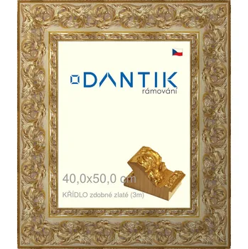 Rám na obraz DANTIK rámeček 40x50 | KŘÍDLO zdobné zlaté (Plexi Čiré) (Vyrobeno s láskou u nás v DANTIKU)