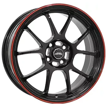 Alu kolo Alu kola INTER ACTION PHOENIX, 16x7 4x108 ET25, černá lesklá s červenou linkou