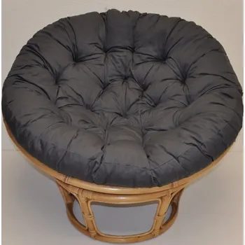 Křeslo Axin Trading s.r.o. Ratanový papasan 115 cm medový - polstr šedý kepr