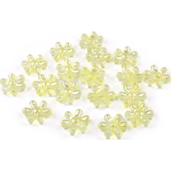Plastové korálky s AB efektem květ Ø17 mm žlutá (2 Žlutá)