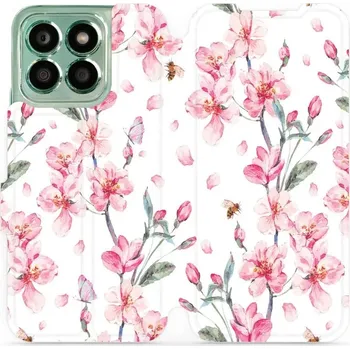 Pouzdro na mobilní telefon Flipové pouzdro Mobiwear - Honor X8b - M124S Růžové květy (Knížkové flip pouzdro, obal, kryt na mobil Honor X8b - M124S Růžové květy, materiál Umělá kůže + TPU - ochrana 360°, stojánek, silikonová vanička, magnetické zavírání)