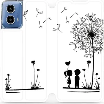 Pouzdro na mobilní telefon Flipové pouzdro Mobiwear - Motorola Moto G34 5G - MH16P Dvojice s pampeliškou (Knížkové flip pouzdro, obal, kryt na mobil Motorola Moto G34 5G - MH16P Dvojice s pampeliškou, materiál Umělá kůže + TPU - ochrana 360°, stojánek, silikonová vanička, magnetick