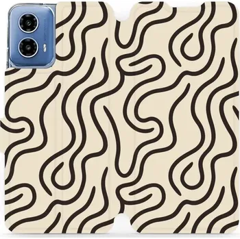 Pouzdro na mobilní telefon Flipové pouzdro Mobiwear - Motorola Moto G34 5G - VA60S Linky (Knížkové flip pouzdro, obal, kryt na mobil Motorola Moto G34 5G - VA60S Linky, materiál Umělá kůže + TPU - ochrana 360°, stojánek, silikonová vanička, magnetické zavírání)