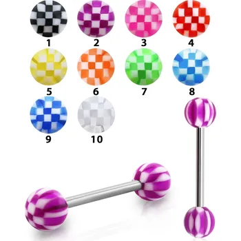 Piercing Piercingate Piercing do jazyka PCI00345 - Barva/Motiv: 9, Délka tyčky: 16 mm, Průměr tyčky: 1,6 mm