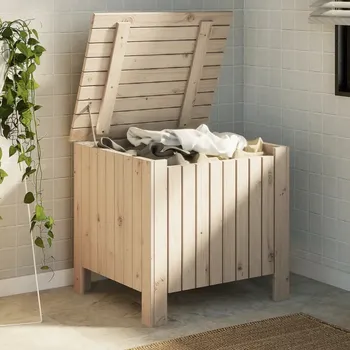 Úložný box Úložný box s víkem RANA 60 x 49 x 54 cm masivní borové dřevo Hnědá 4002327