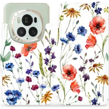 Pouzdro na mobilní telefon Flipové pouzdro Mobiwear - Honor Magic6 Pro - MP04S Luční kvítí (Knížkové flip pouzdro, obal, kryt na mobil Honor Magic6 Pro - MP04S Luční kvítí, materiál Umělá kůže + TPU - ochrana 360°, stojánek, silikonová vanička, magnetické zavírání)